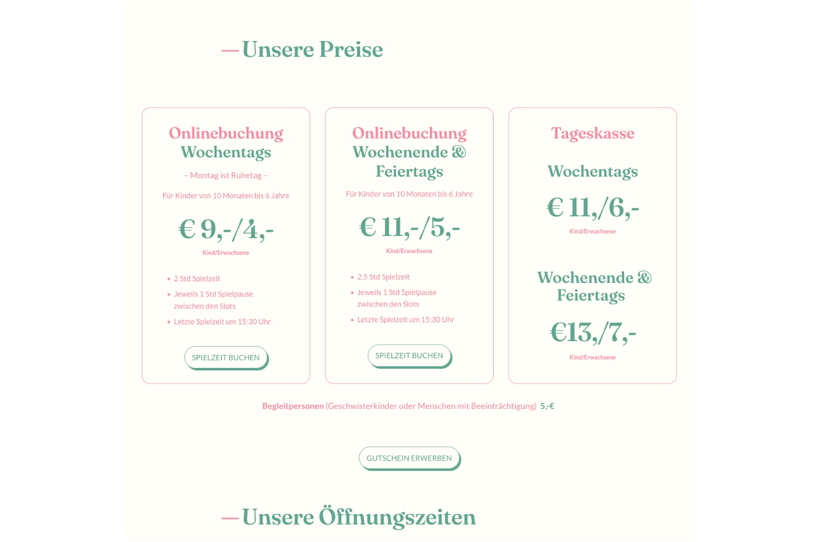 Beispielwebseite Preise